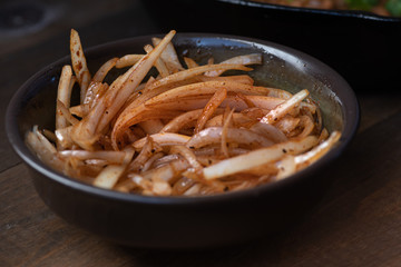 Yellow sliced pickled onion