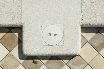 Pool water filtration system. Pure water. View from above.