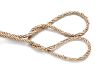 Rope on white background, top view