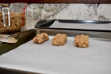 Home baking fresh made oatmeal raisin cookie bars