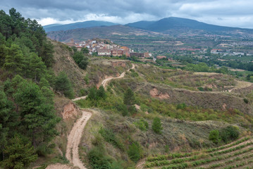 Fototapeta na wymiar Nalda village from Palomares Caves, La Rioja, Spain
