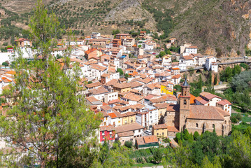Panoramic view of Arnedillo village, La Rioja, Spain