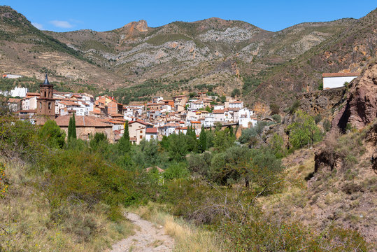 Panoramic view of Arnedillo village, La Rioja, Spain