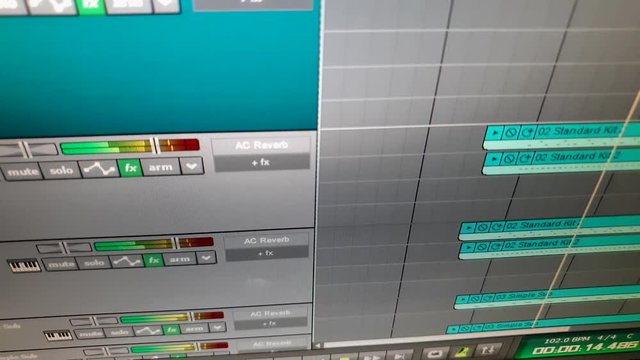 Audio sequencer on the computer. Writing music on a computer.
