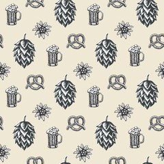 Oktoberfest beer germany bavarian background seamless pattern