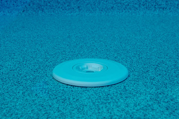 Pool water filtration system. Pure water. View from above.