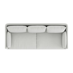 White cloth sofa top view on an isolated background. 3d rendering