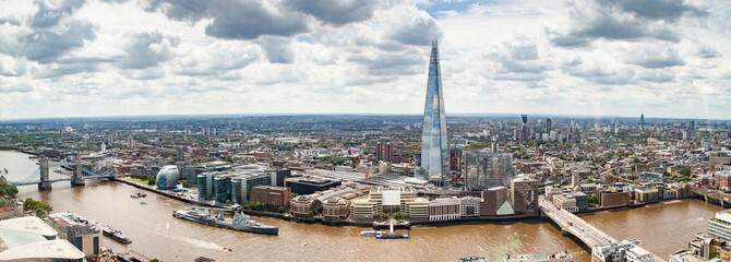 aerial view of South London with London Bridge  Shard skyscraper and River Thames
