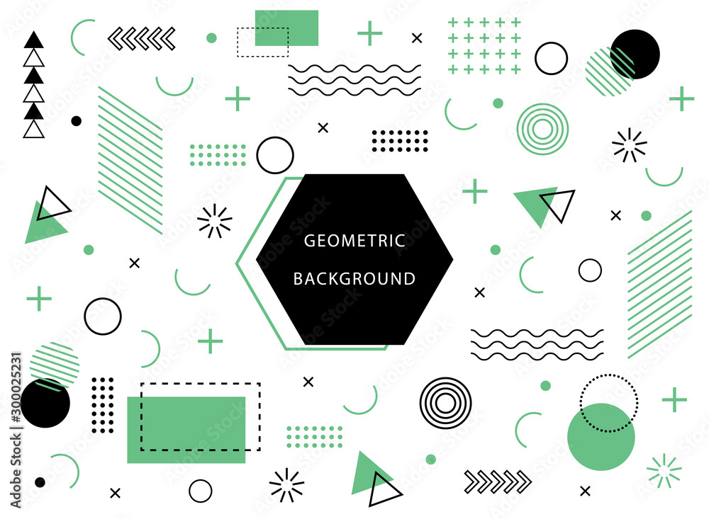 Aufkleber memphis geometric background with abstract element shapes. graphic minimal texture for holiday poste