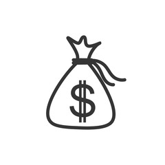 Vector money bag icon isolated.