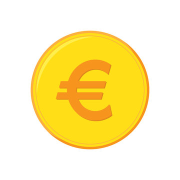 Vector Euro coin icon isolated.