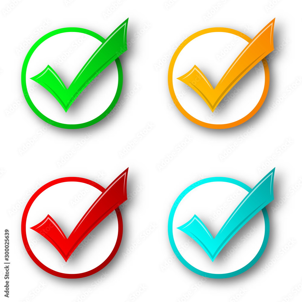 Poster set of vector check marks isolated.