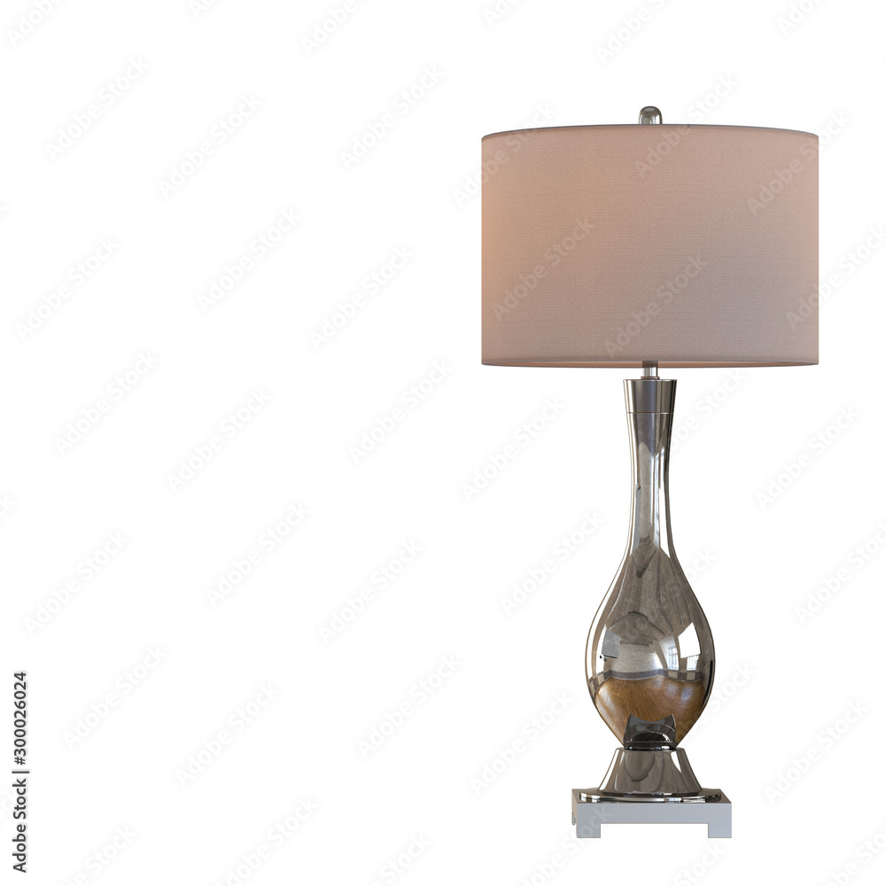 Aufkleber decorative table lamp metal reflective base on an isolated background. 3d rendering