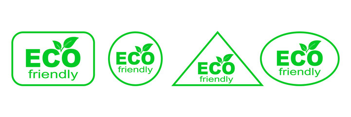 Fototapeta premium Set of green ECO stickers. Eco Friendly Environment