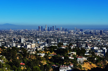 View of Los Angeles from Hollywood hill in California