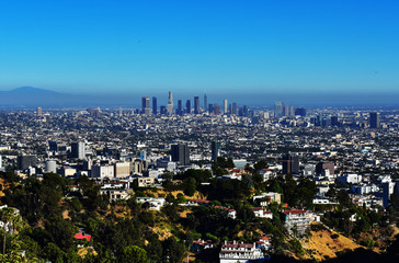 Naklejka premium View of Los Angeles from Hollywood hill in California