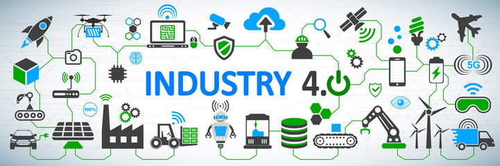 Industry 4.0 infographic concept factory of the future – vector for stock