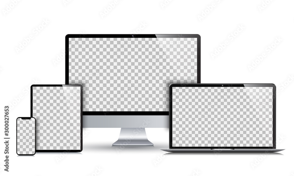 Aufkleber Set technology devices with empty display - stock vector