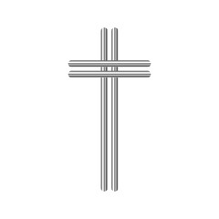 Metallic Christian Cross icon - vector