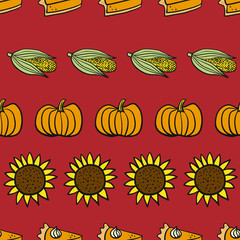 Thanksgiving fall autumn doodle seamless repeat pattern