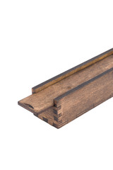 Original wooden box for handmade ballpoint pen on a white background.