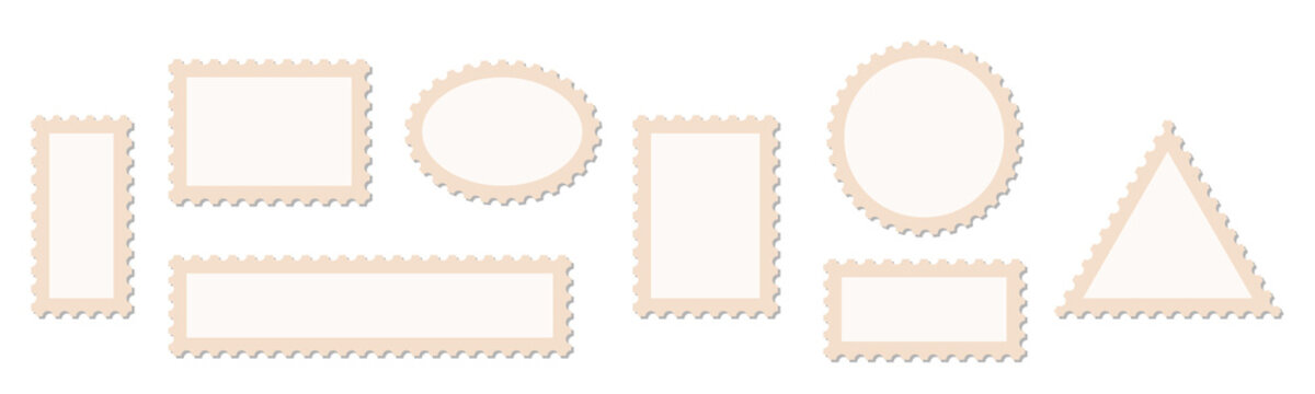 Set of blank paper postage stamps - vector