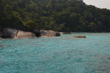 Rocks in the sea of the Similan Islands in Thailand