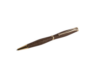 Elegant wooden ballpoint pen on a white background.