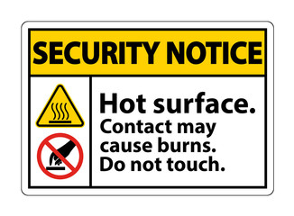 Seurity Notice Hot Surface Do Not Touch Symbol Sign Isolate on White Background,Vector Illustration