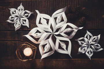 Snowflakes, stars, hearts and other Christmas ornaments