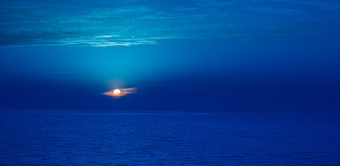 the blue hour over the sunset in the meditereanen sea 