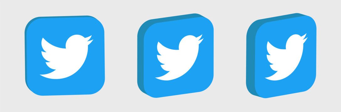 Twitter 3d Logo Button Vector Editorial