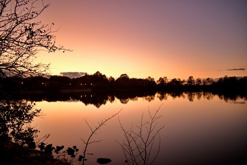 Fototapeta na wymiar Sunset at Silver Lake Park, Staten Island, NY