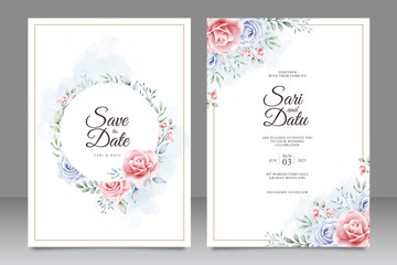 Fototapeta na wymiar Beautiful floral watercolor wedding card template