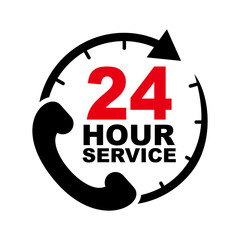 24 hour service vector design with telephone illustration  - obrazy, fototapety, plakaty