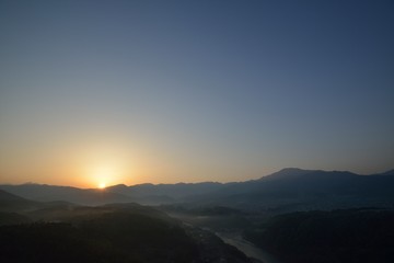 苗木城跡からの日の出