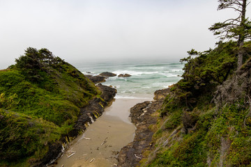 Lava rocks edge of  Cape Perpetua in Oregon.