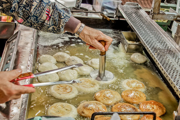 Street foods at Seoul, Korea: Hotteok (Sweet Korean Pancake) 