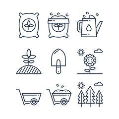 Simple Line Fertilizer Icons Sets