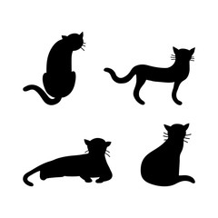 Cat silhouettes, vector illustration on white background.