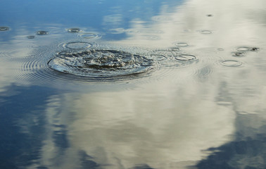 水たまり　波紋　素材