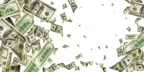 Fotobehang Money background. Hundred dollars of America. Usd cash money falling. © Maksym