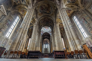 Obraz premium A large baroque church with colorful painted decoration