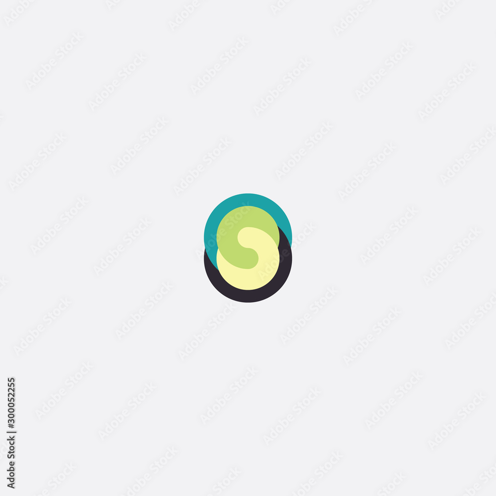 Poster s letter unique, shape sync modern design initial s.