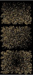 Golden confetti on black background.