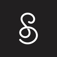 letter sd simple ribbon overlap logo vector