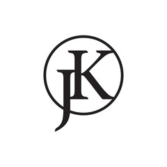 letter jk circle linked logo vector