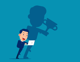 Diligent work makes success. Achievement business concept. Flat cute business cartoon vector illustration design.