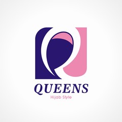 Letter Q for hijab logo design in square shape