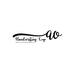 Fototapeta na wymiar AO Letter Handwriting Vector. Black Handwriting Logo